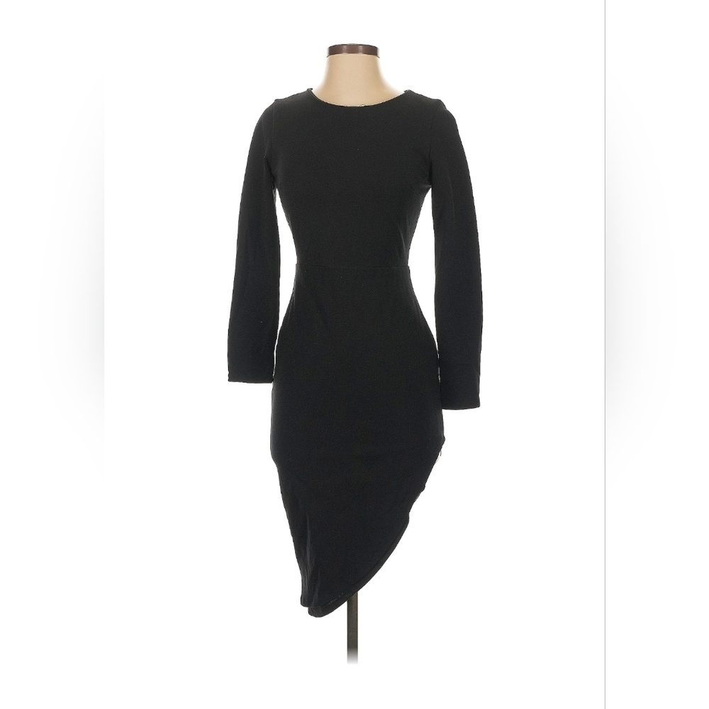 Lulu's Black Asymmetrical Long Sleeve Dress